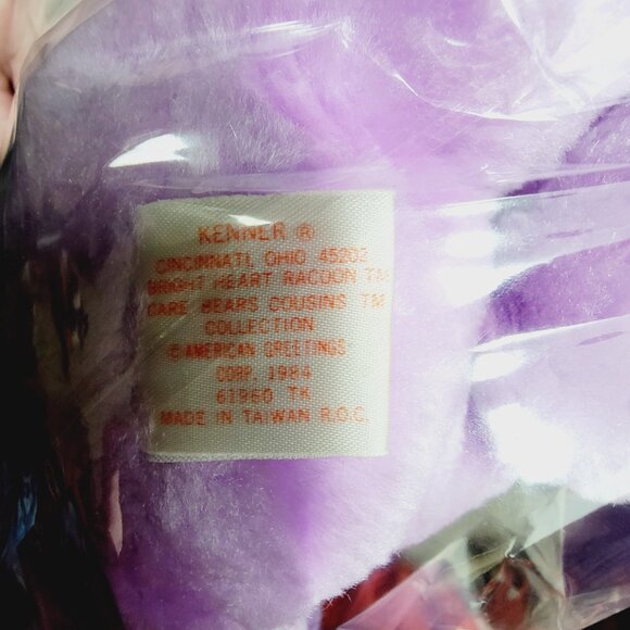 Vintage 80's Care Bear Cousin Bright Heart Raccoon Plush Toy 13" - Picture 6 of 6